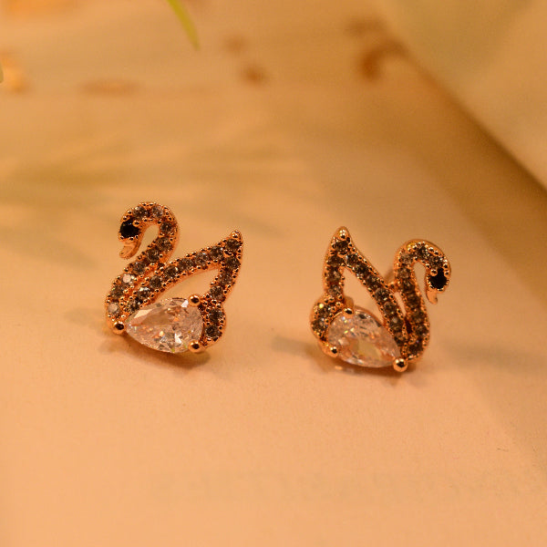 Glamorous Duck Design Gold Plated Crystal Stones Earrings For Girls/women