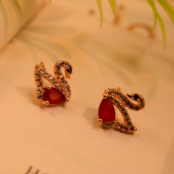 Glamorous Duck Design Gold Plated Crystal Stones Earrings For Girls/women