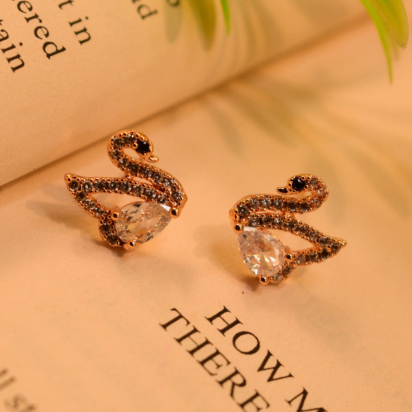 Glamorous Duck Design Gold Plated Crystal Stones Earrings For Girls/women