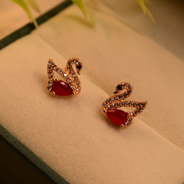 Glamorous Duck Design Gold Plated Crystal Stones Earrings For Girls/women