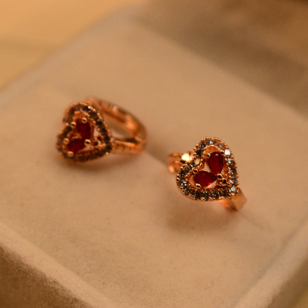 Stylish Heart Design Gold Plated Crystal Stones Earrings For Girls/women