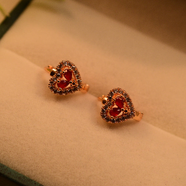 Stylish Heart Design Gold Plated Crystal Stones Earrings For Girls/women