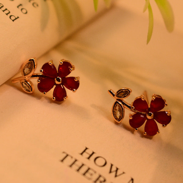 Elegant Unique Design Gold Plated Crystal Stones Earrings For Girls/women