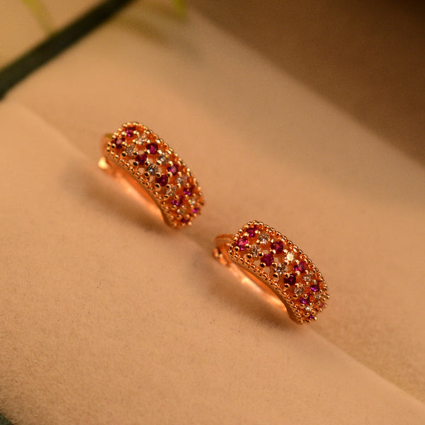 Gorgeous Unique Design Gold Plated Crystal Stones Earrings For Girls/women