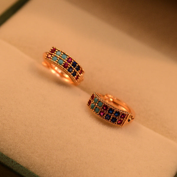 Luminous Unique Design Gold Plated Multi Stones Earrings For Girls/women