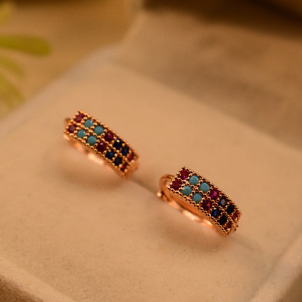 Luminous Unique Design Gold Plated Multi Stones Earrings For Girls/women