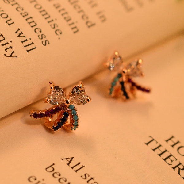 Dazzling Unique Design Gold Plated Multi Stones Earrings For Girls/women