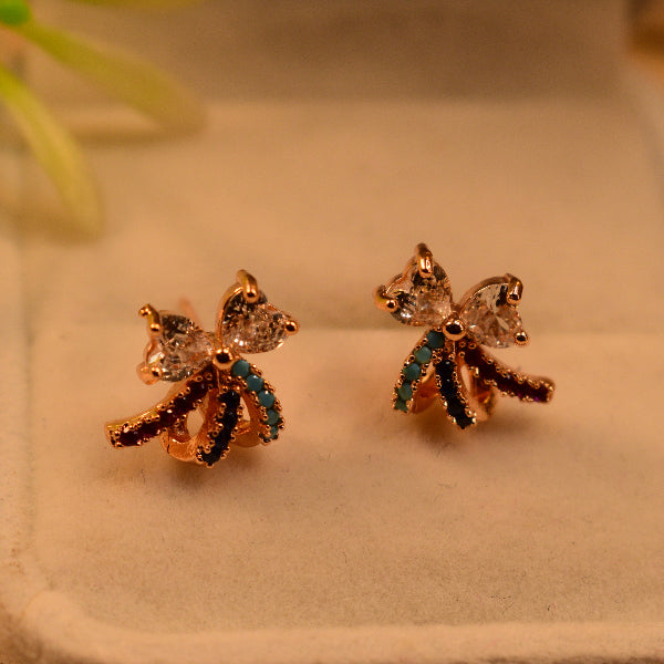 Dazzling Unique Design Gold Plated Multi Stones Earrings For Girls/women