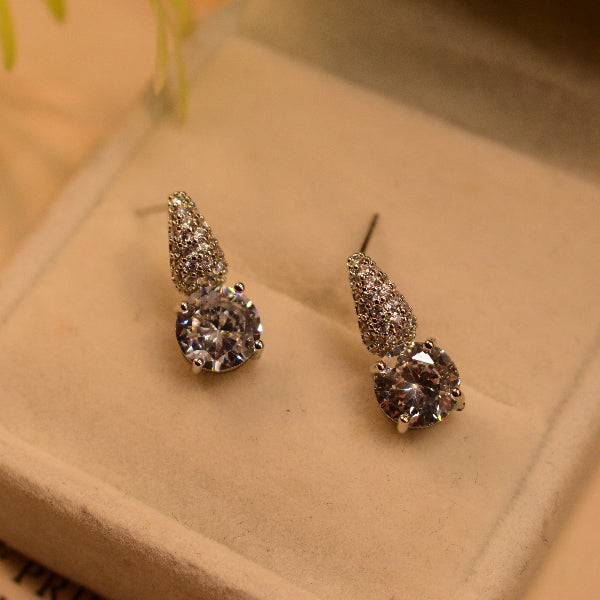 Luxury Unique Design Silver Plated Crystal Stones Earrings For Girls/women