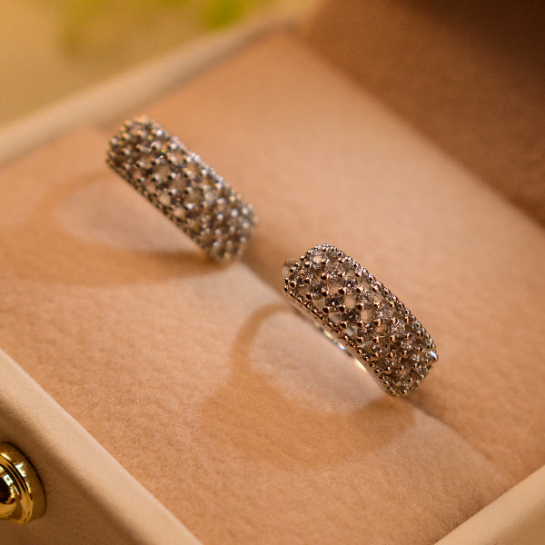 Sparkling Design Silver Plated Crystal Stones Earrings For Girls/women