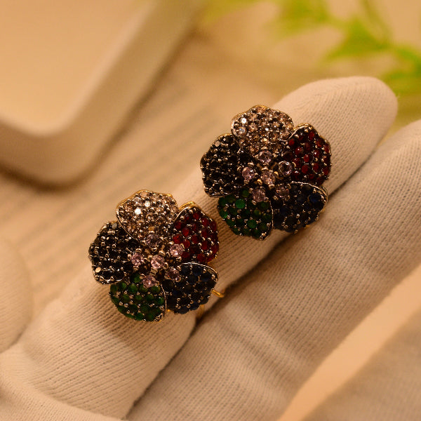 Luminous Unique Design Gold Plated Crystal Stones Earrings For Girls/women