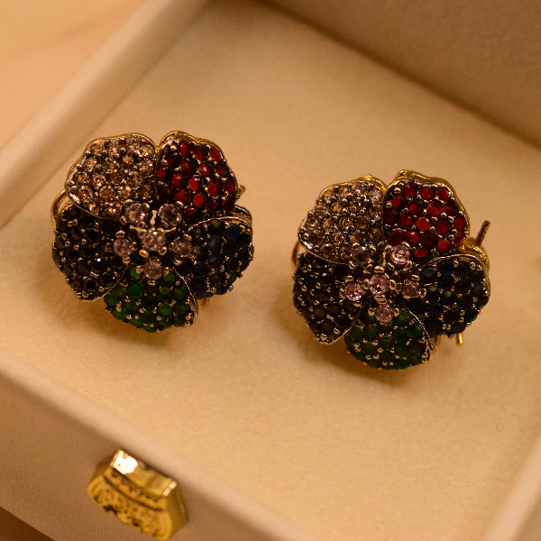 Luminous Unique Design Gold Plated Crystal Stones Earrings For Girls/women