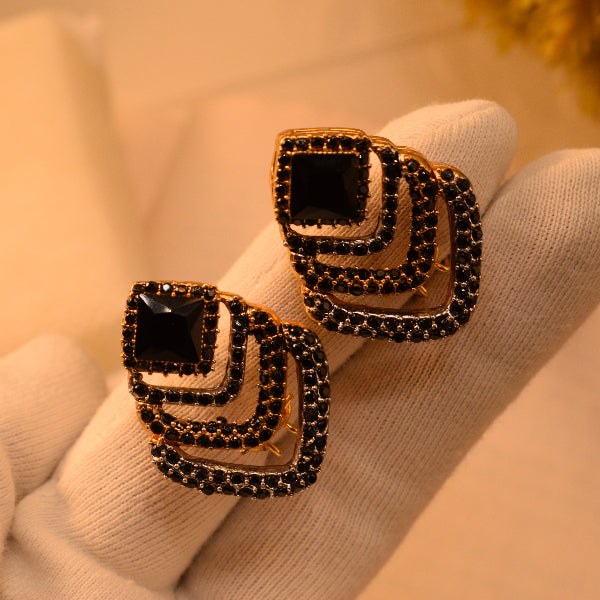 Elegant Unique Design Gold Plated Crystal Stones Earrings For Girls/women