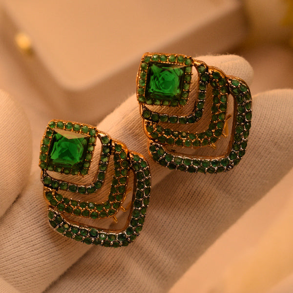 Elegant Unique Design Gold Plated Crystal Stones Earrings For Girls/women
