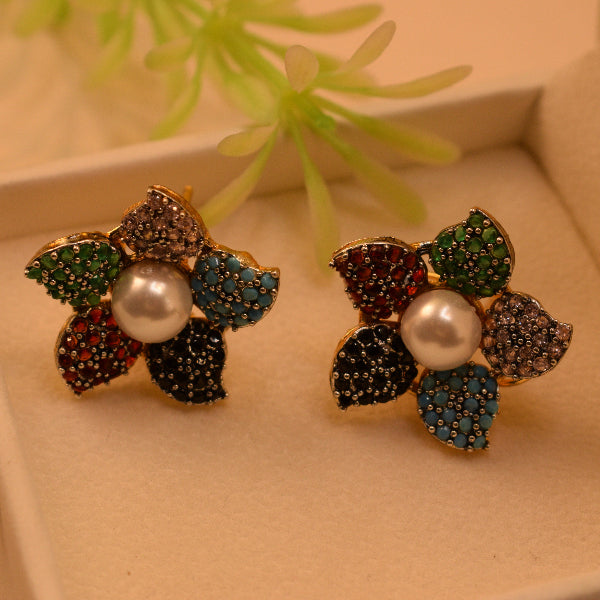 Sparkling Unique Design Gold Plated Crystal Stones Earrings For Girls/women