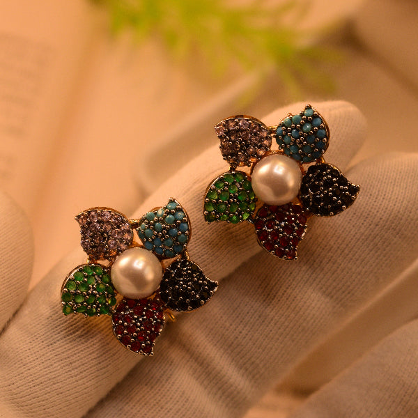 Sparkling Unique Design Gold Plated Crystal Stones Earrings For Girls/women