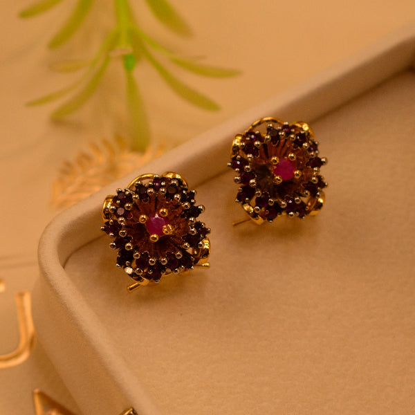 Dazzling Unique Design Gold Plated Crystal Stones Earrings For Girls/women