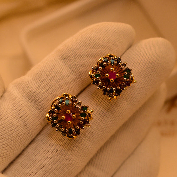Dazzling Unique Design Gold Plated Crystal Stones Earrings For Girls/women