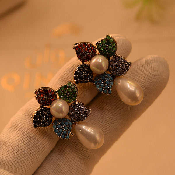 Beautiful Design Gold Plated Crystal Stones Earrings For Girls/women