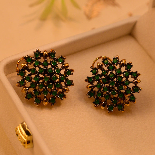 Sparkling Design Gold Plated Crystal Stones Earrings For Girls/women