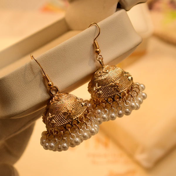 Beautiful Design Gold Plated Pearls Earrings For Girls/women