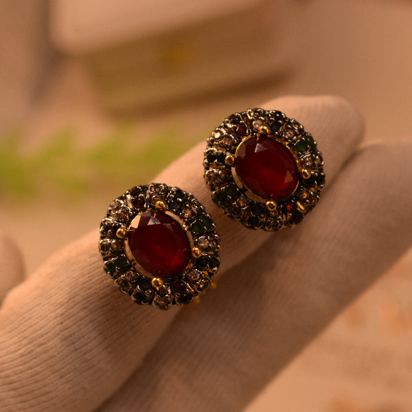 Fancy Unique Design Gold Plated Real Stones Earrings For Girls/women