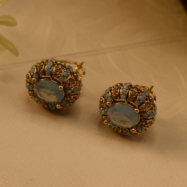 Fancy Unique Design Gold Plated Real Stones Earrings For Girls/women