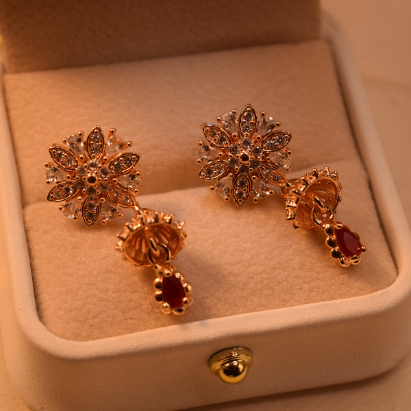 Sparkling Design Gold Plated Crystal Stones Earrings For Girls/women