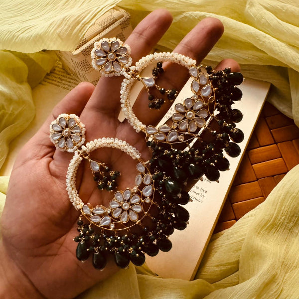 Stylish Unique Design Gold Plated Real Stones Earrings For Girls/women