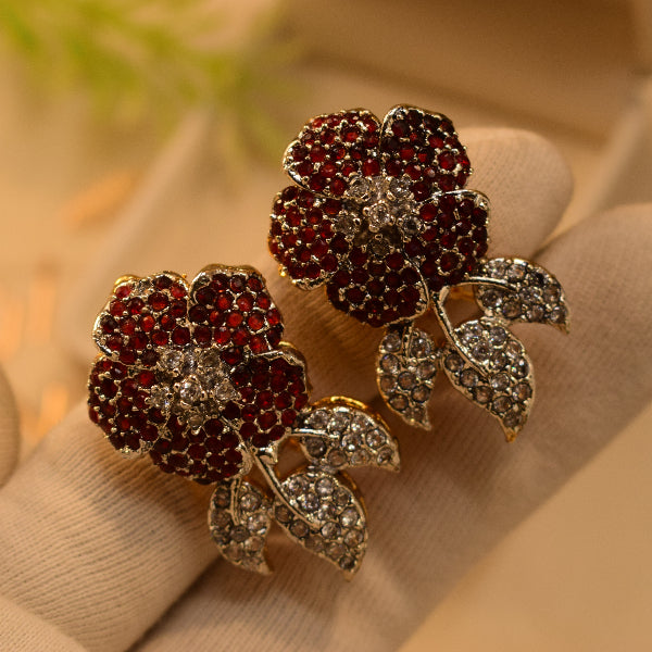 Stylish Design Gold Plated Crystal Stones Earrings For Girls/women