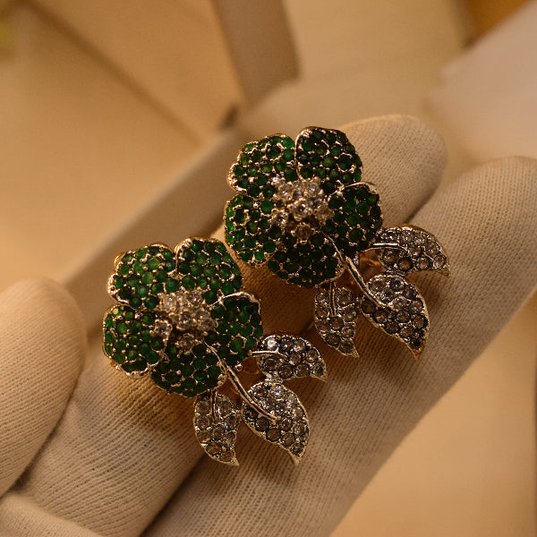 Stylish Design Gold Plated Crystal Stones Earrings For Girls/women