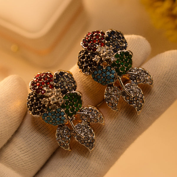 Stylish Design Gold Plated Crystal Stones Earrings For Girls/women