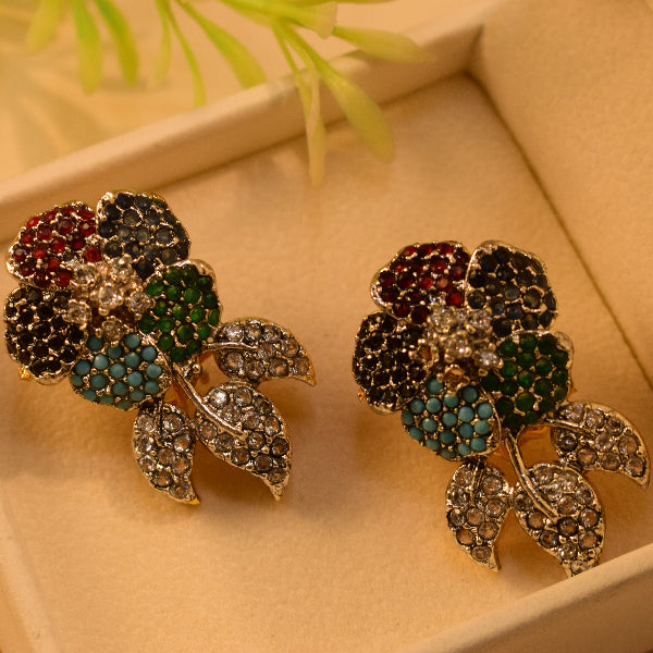 Stylish Design Gold Plated Crystal Stones Earrings For Girls/women