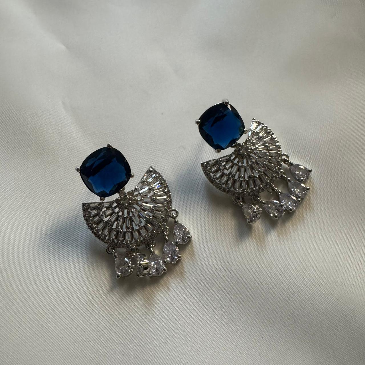 Elegant Design Silver Plated Crystal Stones Earrings For Girls/women