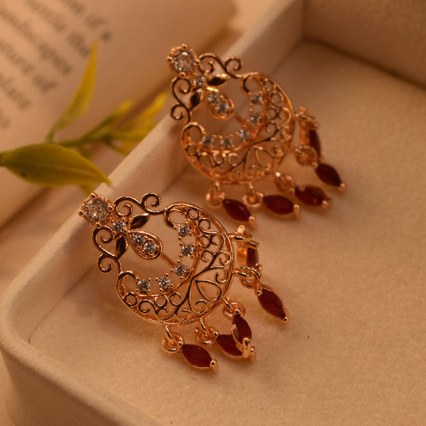 Gorgeous Design Gold Plated Crystal Stones Earrings For Girls/women