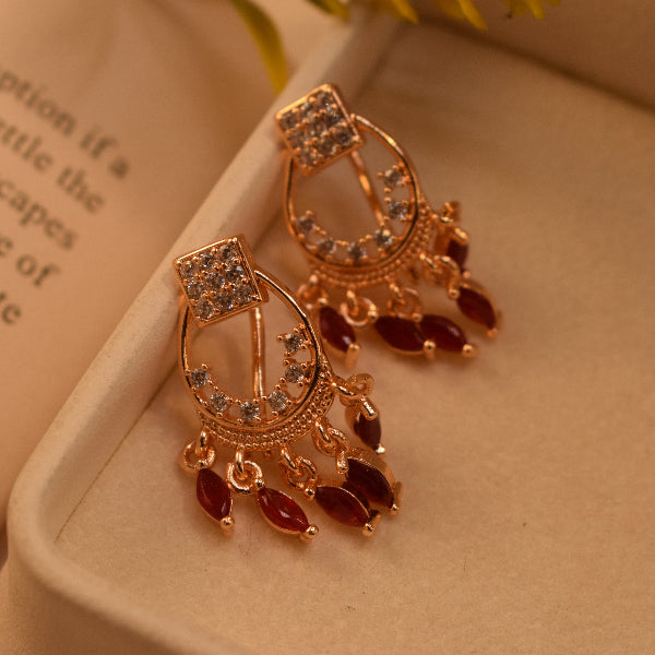 Sparkling Design Gold Plated Crystal Stones Earrings For Girls/women