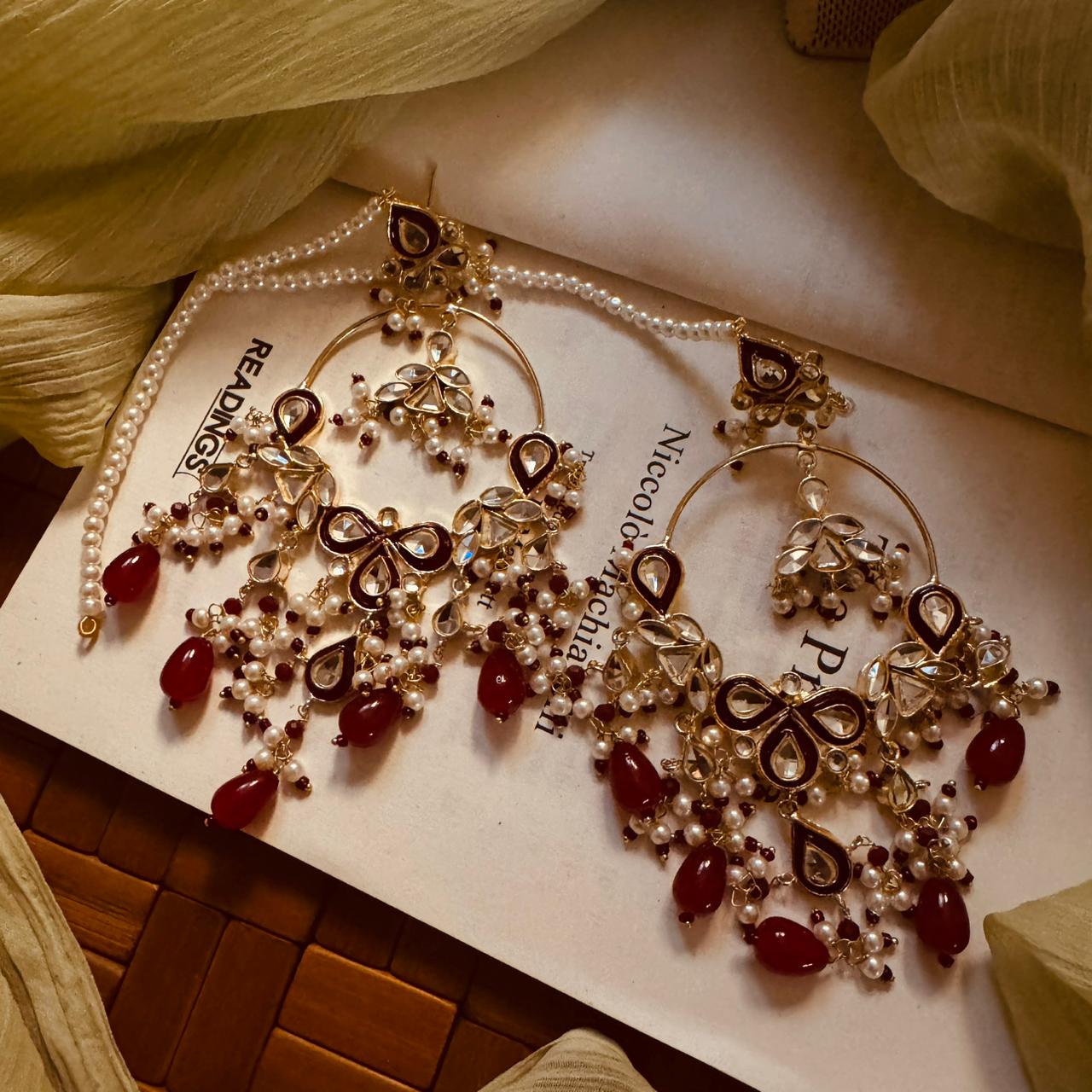 Beautiful Unique Design Gold Plated Kundan Earrings For Girls/women