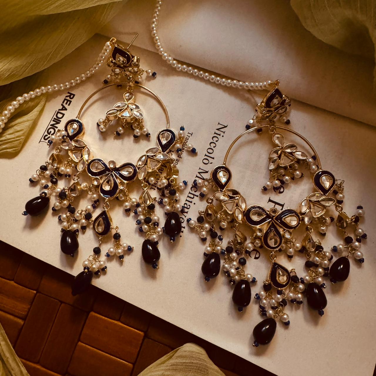 Beautiful Unique Design Gold Plated Kundan Earrings For Girls/women