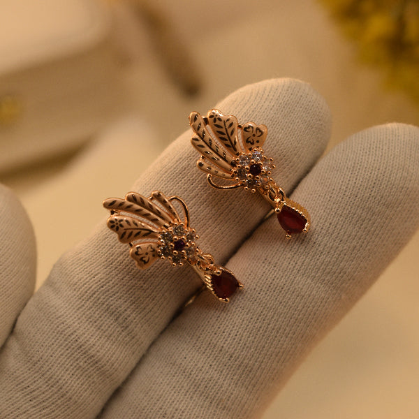Elegant Unique Design Gold Plated Crystal Stones Earrings For Girls/women