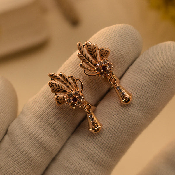 Charming Unique Design Gold Plated Crystal Stones Earrings For Girls/women