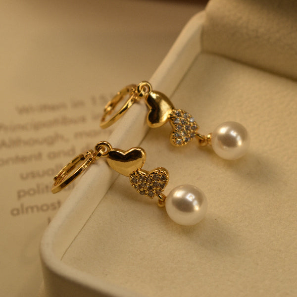 Sparkling Heart Design Gold Plated Crystal Stones Earrings For Girls/women
