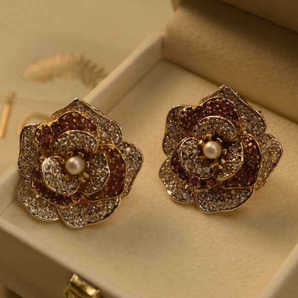 Luxury Unique Design Gold Plated Crystal Stones Earrings For Girls/women