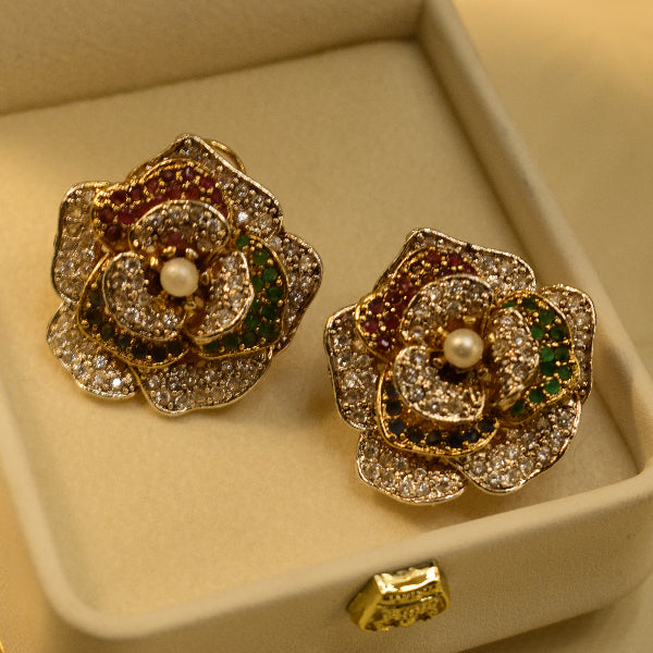 Luxury Unique Design Gold Plated Crystal Stones Earrings For Girls/women
