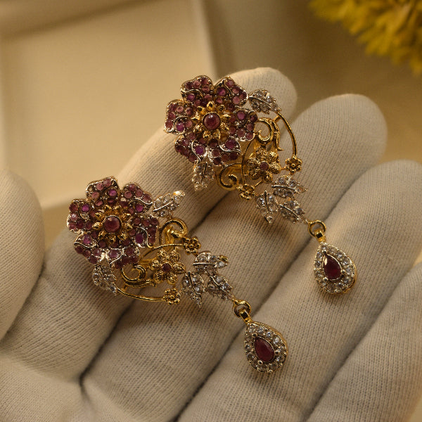 Stylish Unique Design Gold Plated Crystal Stones Earrings For Girls/women
