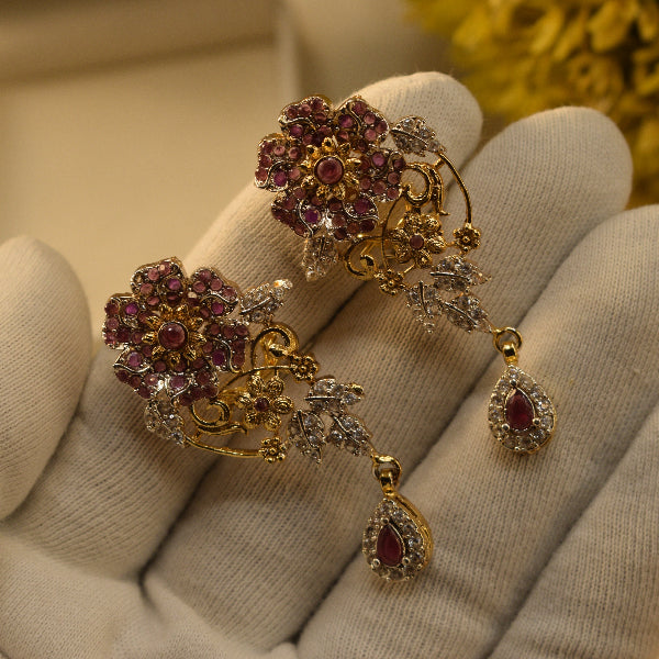 Stylish Unique Design Gold Plated Crystal Stones Earrings For Girls/women