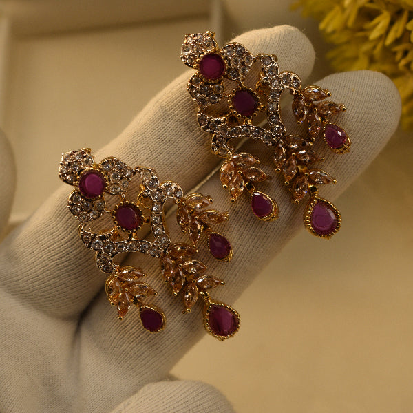 Elegant Unique Design Gold Plated Crystal Stones Earrings For Girls/women