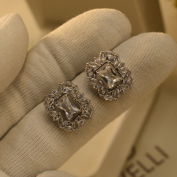 Glamorous Design Silver Plated Crystal Stones Earrings For Girls/women