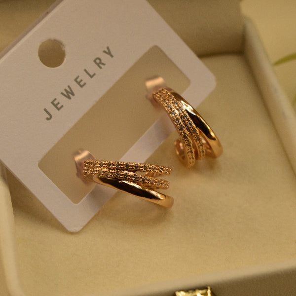 Gorgeous Unique Design Gold Plated Crystal Stones Earrings For Girls/women