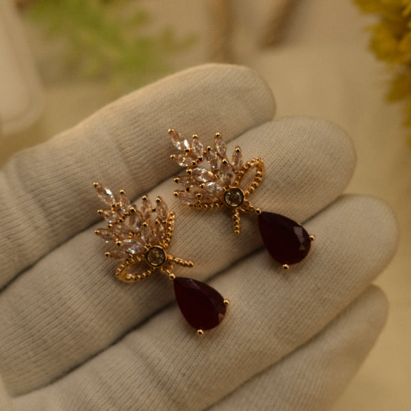 Sparkling Unique Design Gold Plated Crystal Stones Earrings For Girls/women