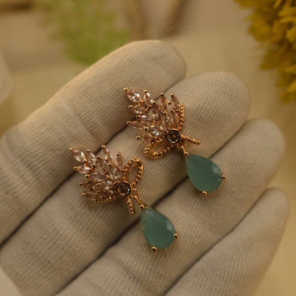 Sparkling Unique Design Gold Plated Crystal Stones Earrings For Girls/women
